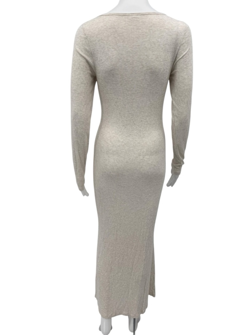 The Group Babaton Luxe Lounge Temptation Cream Long Sleeve Ribbed Maxi Dress L - Picture 5 of 7